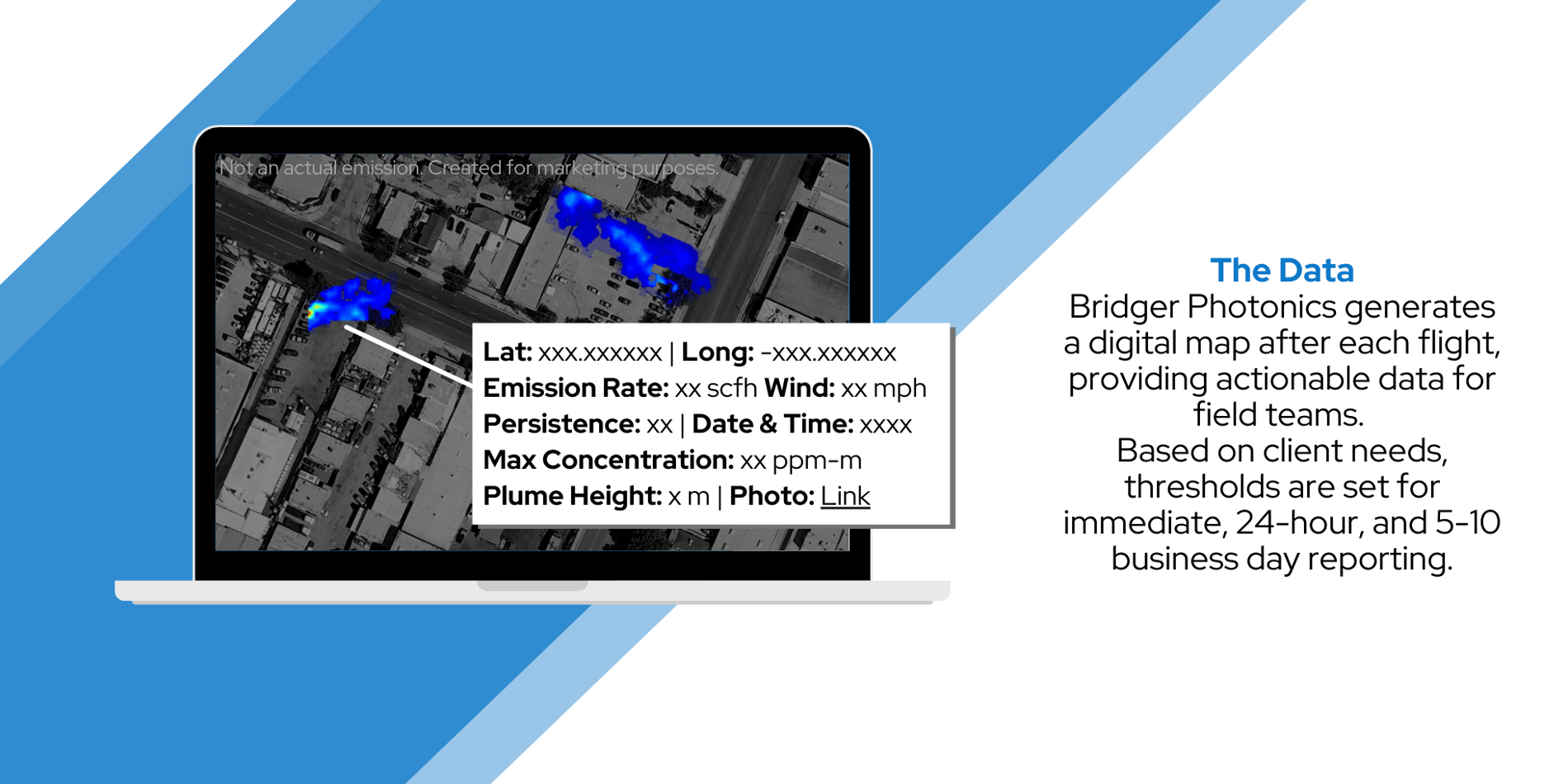 Visual of computer showing Gas Mapping LiDAR methane detection data
