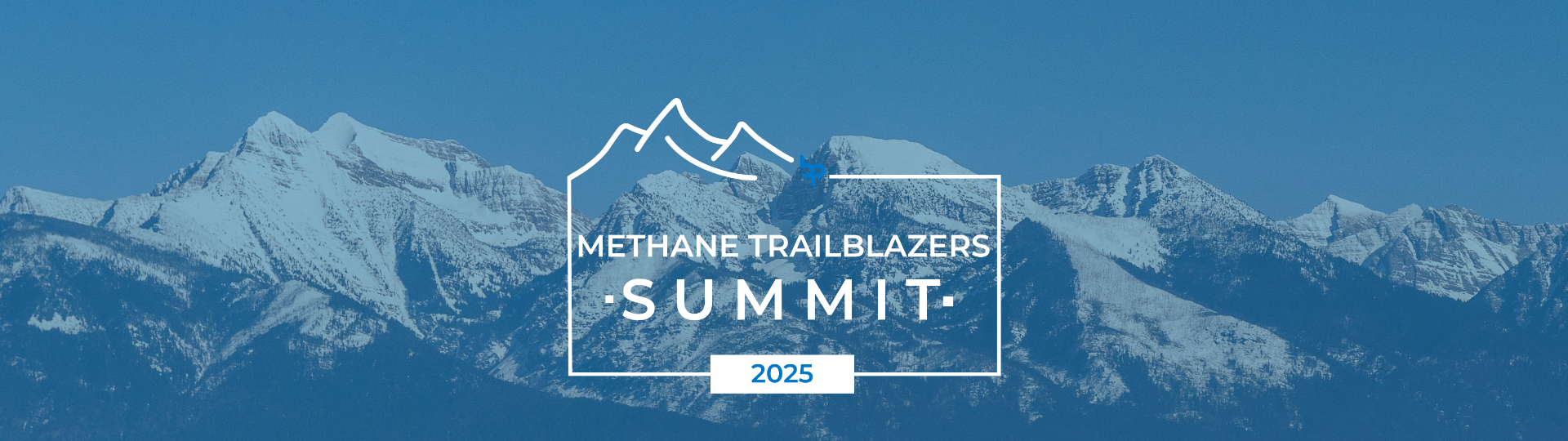 Methane Trailblazers Summit 2025 logo over snowy mountain backdrop
