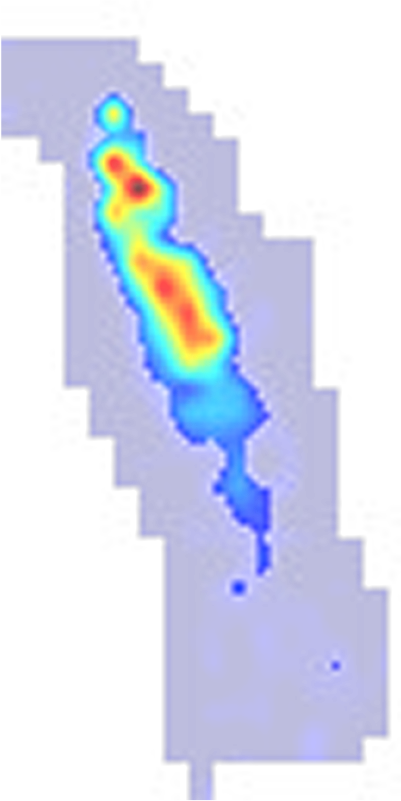 Lidar point cloud of methane emission plume