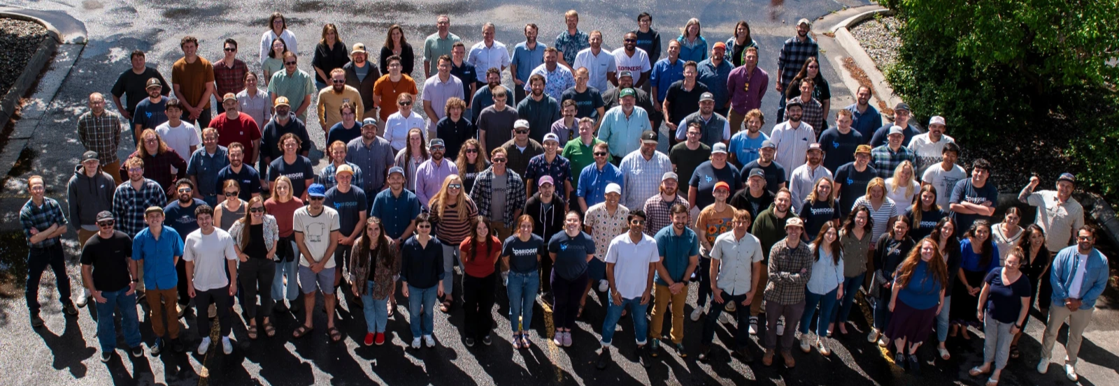Entire Bridger Team Looking Up - Overhead View